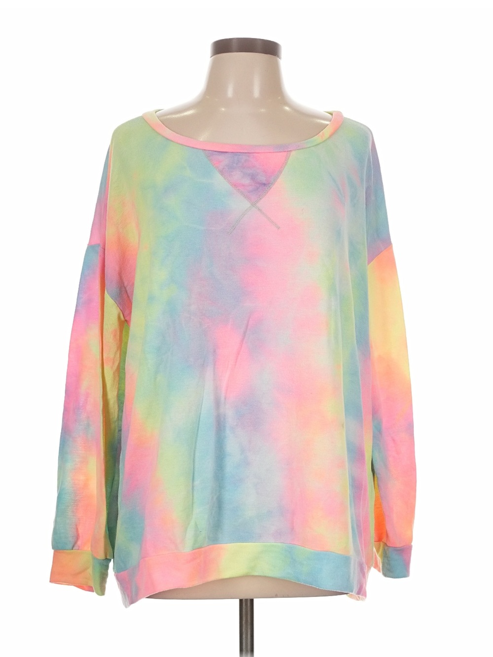 BiBi Pastel Tie-Dye Crewneck Sweatshirt in Pink, Yellow, Blue